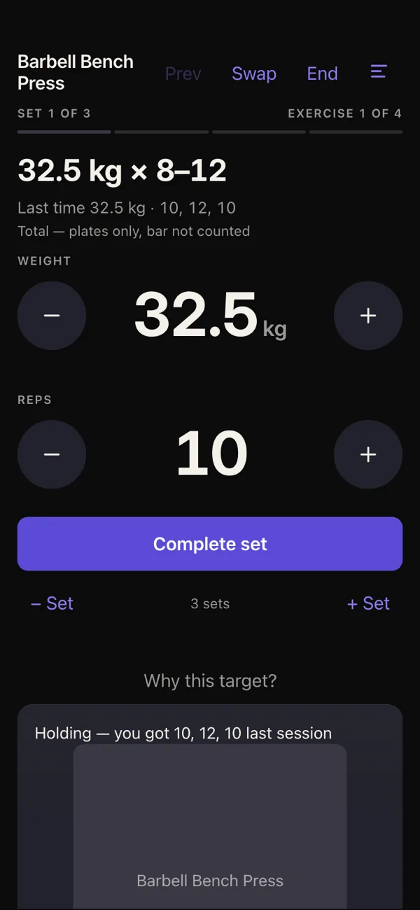 Forge — logging a workout