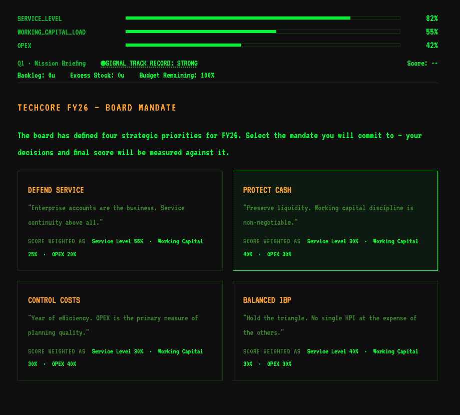 PlannerOS — supply posture selection